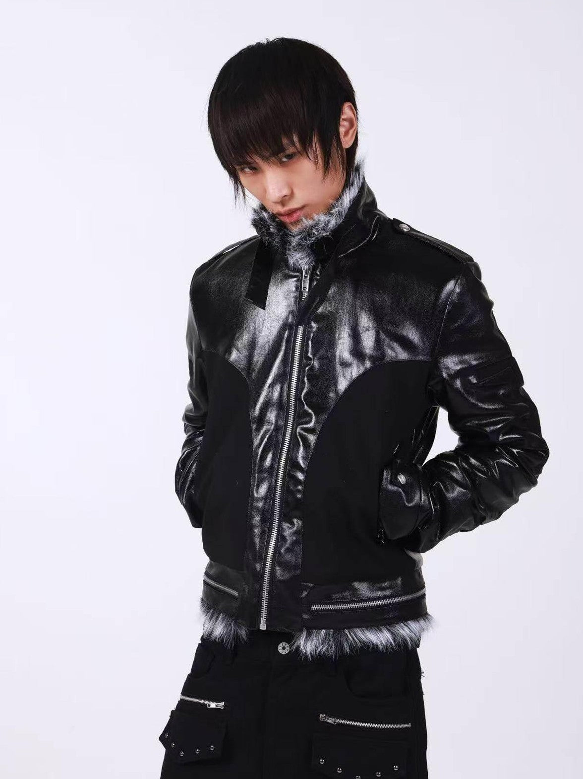 DETW onLine Dark Knight Cross Washed Wax Faux Fur Collar Women&