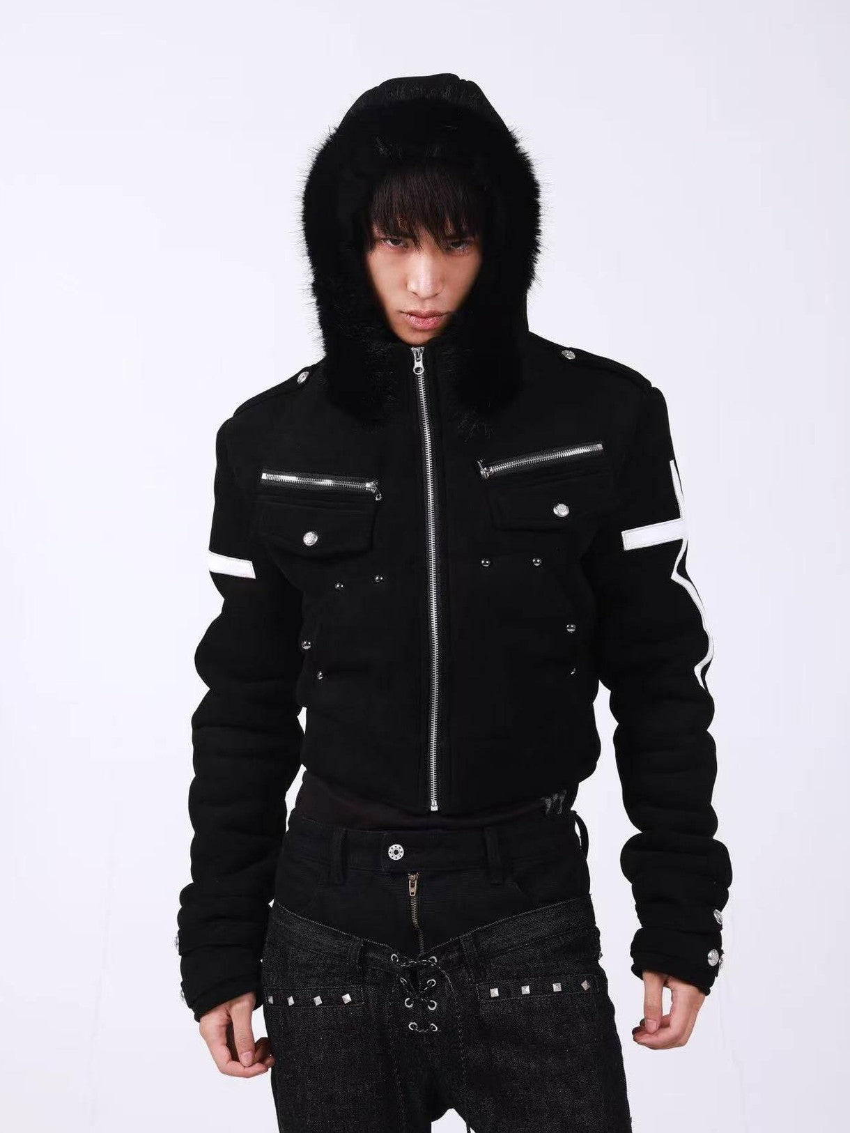 DETW onLine Dark Knight Metal Cross Fur Collar Women&