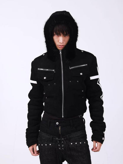 DETW onLine Dark Knight Metal Cross Fur Collar Women&