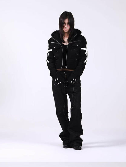 DETW onLine Dark Knight Metal Cross Fur Collar Women&