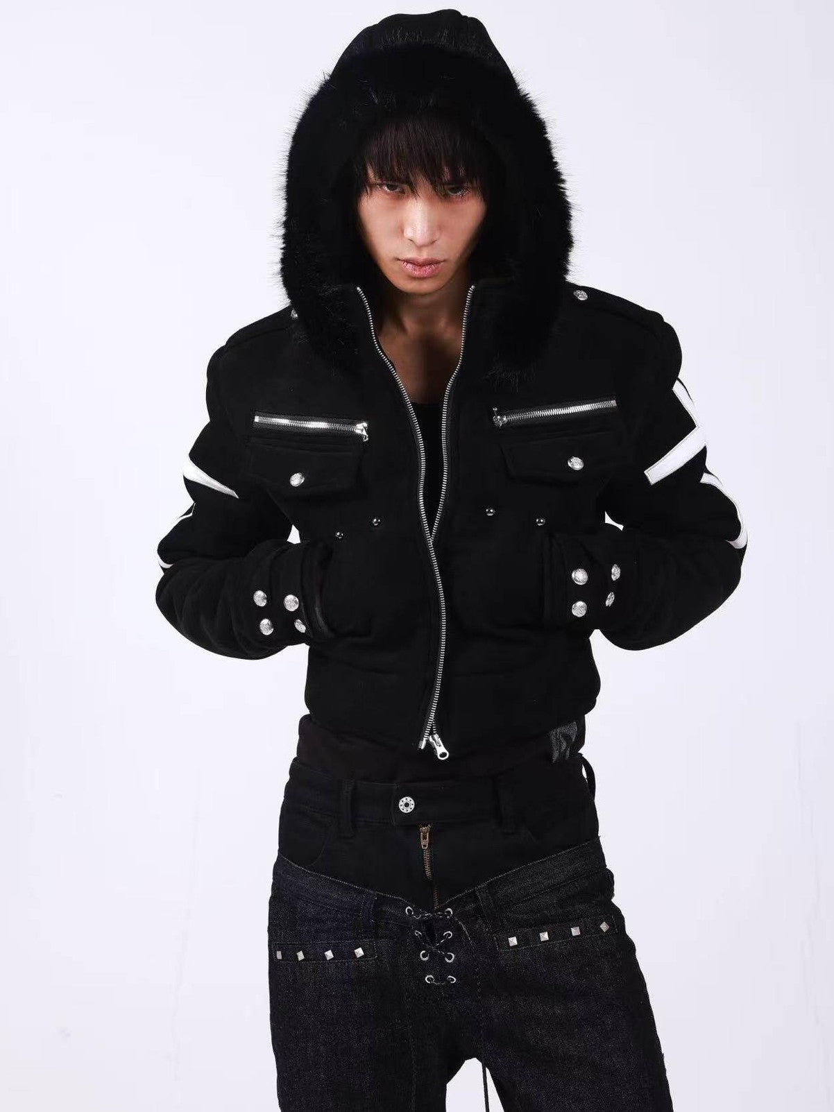 DETW onLine Dark Knight Metal Cross Fur Collar Women&