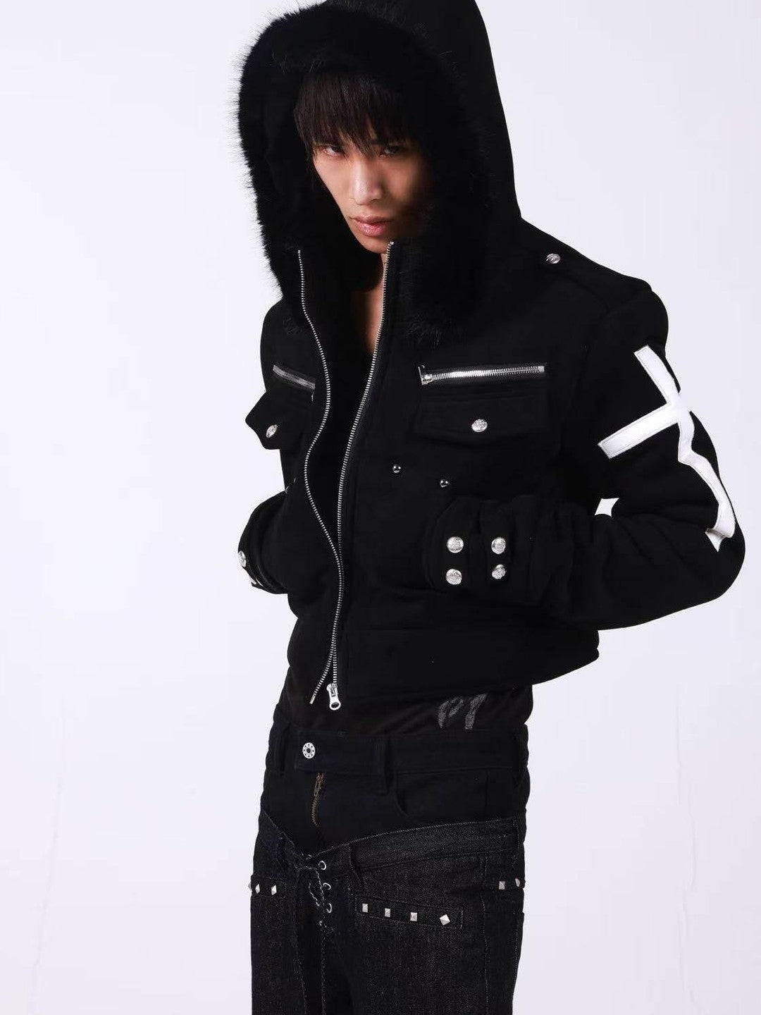 DETW onLine Dark Knight Metal Cross Fur Collar Women&