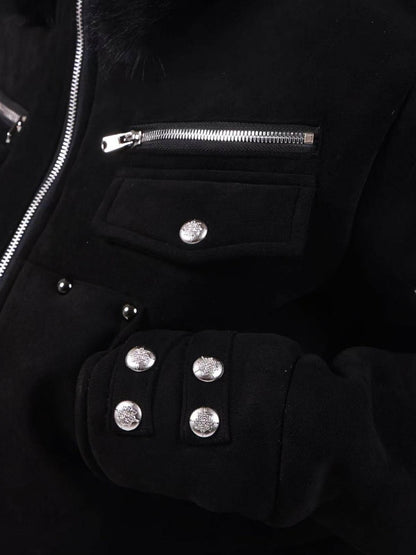 DETW onLine Dark Knight Metal Cross Fur Collar Women&