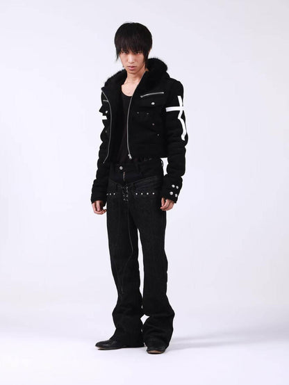 DETW onLine Dark Knight Metal Cross Fur Collar Women&