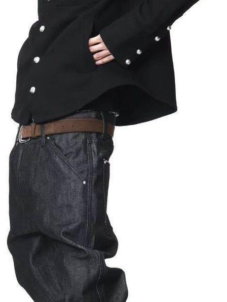 DETW onLine Dark Punk Fur Collar Button Embroidered Red Star Women&