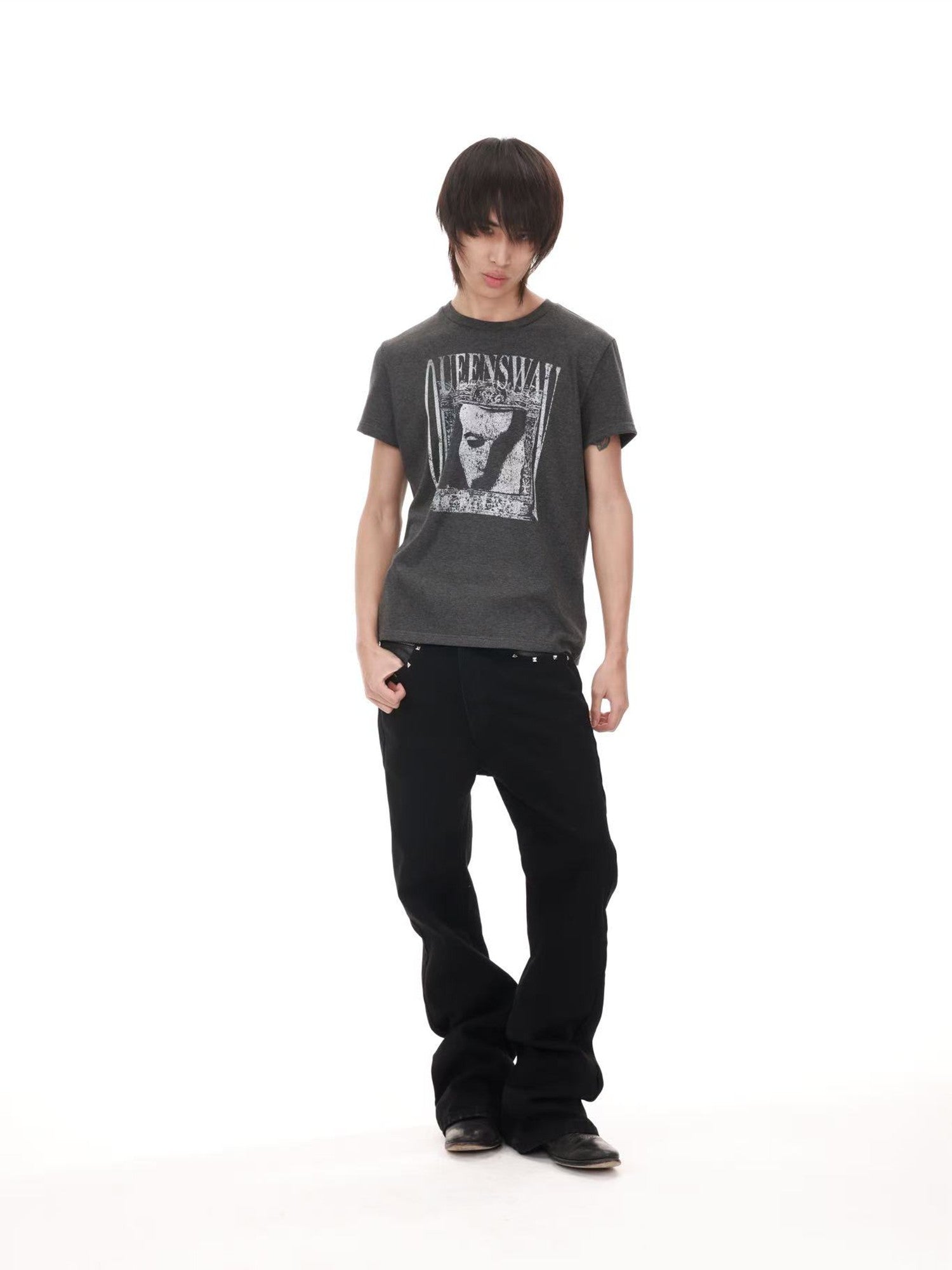 DETW onLine Dark Punk Portrait Slogan Print Women&