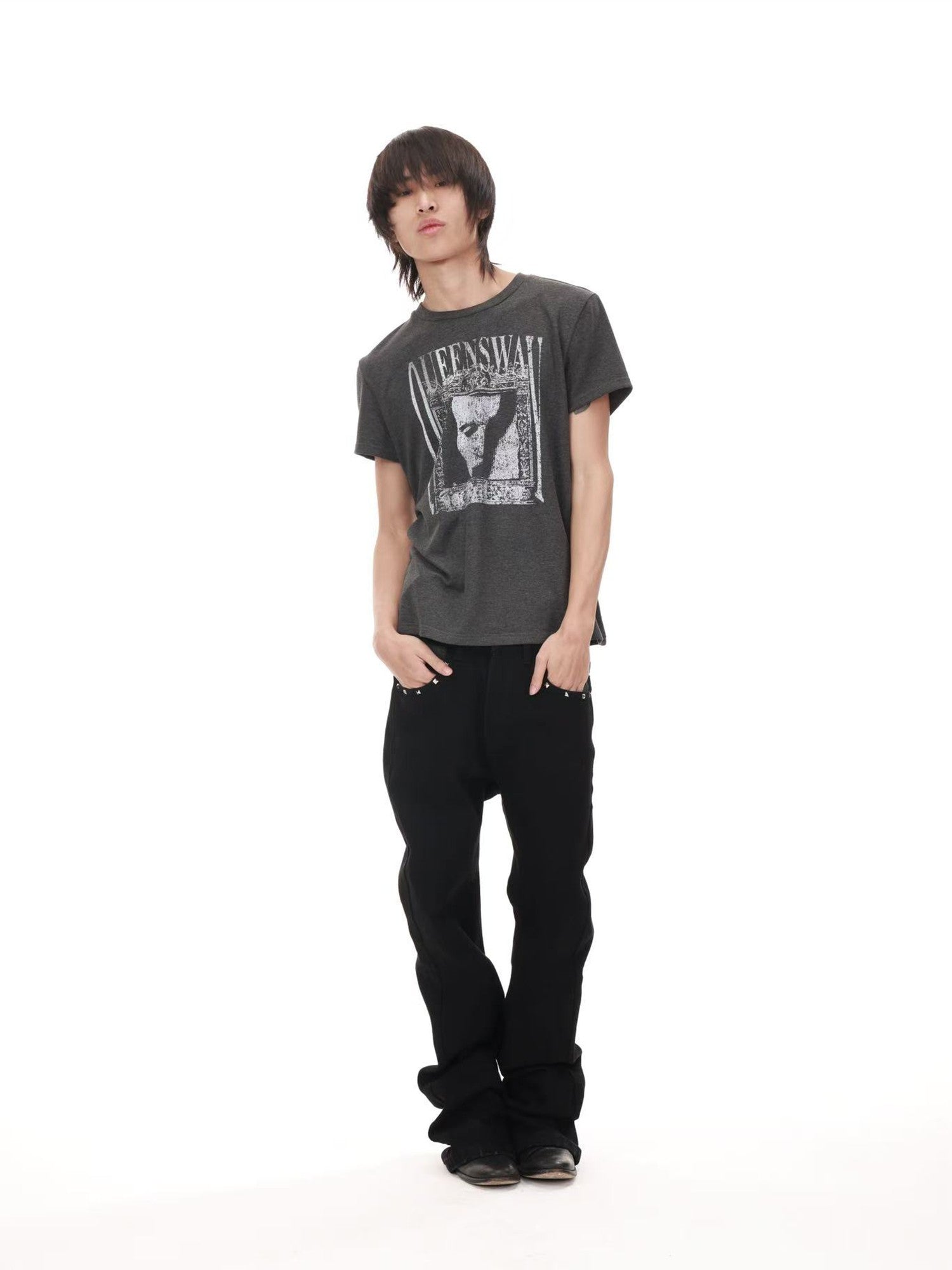 DETW onLine Dark Punk Portrait Slogan Print Women&