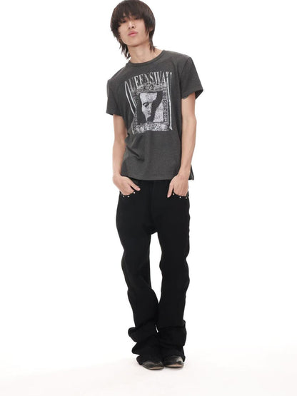 DETW onLine Dark Punk Portrait Slogan Print Women&