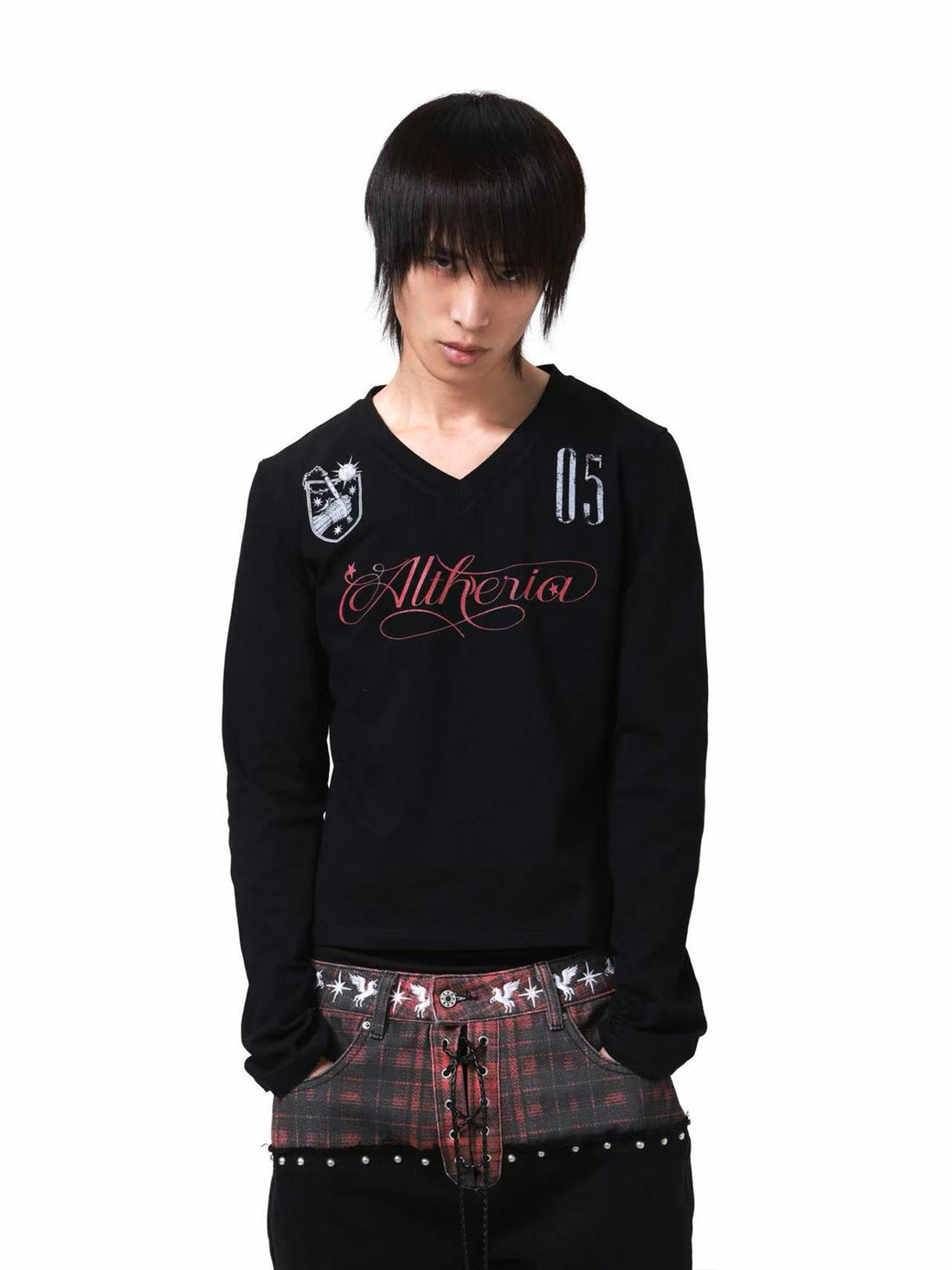 DETW onLine Dark V-neck Digital Print Creative Letter Women&