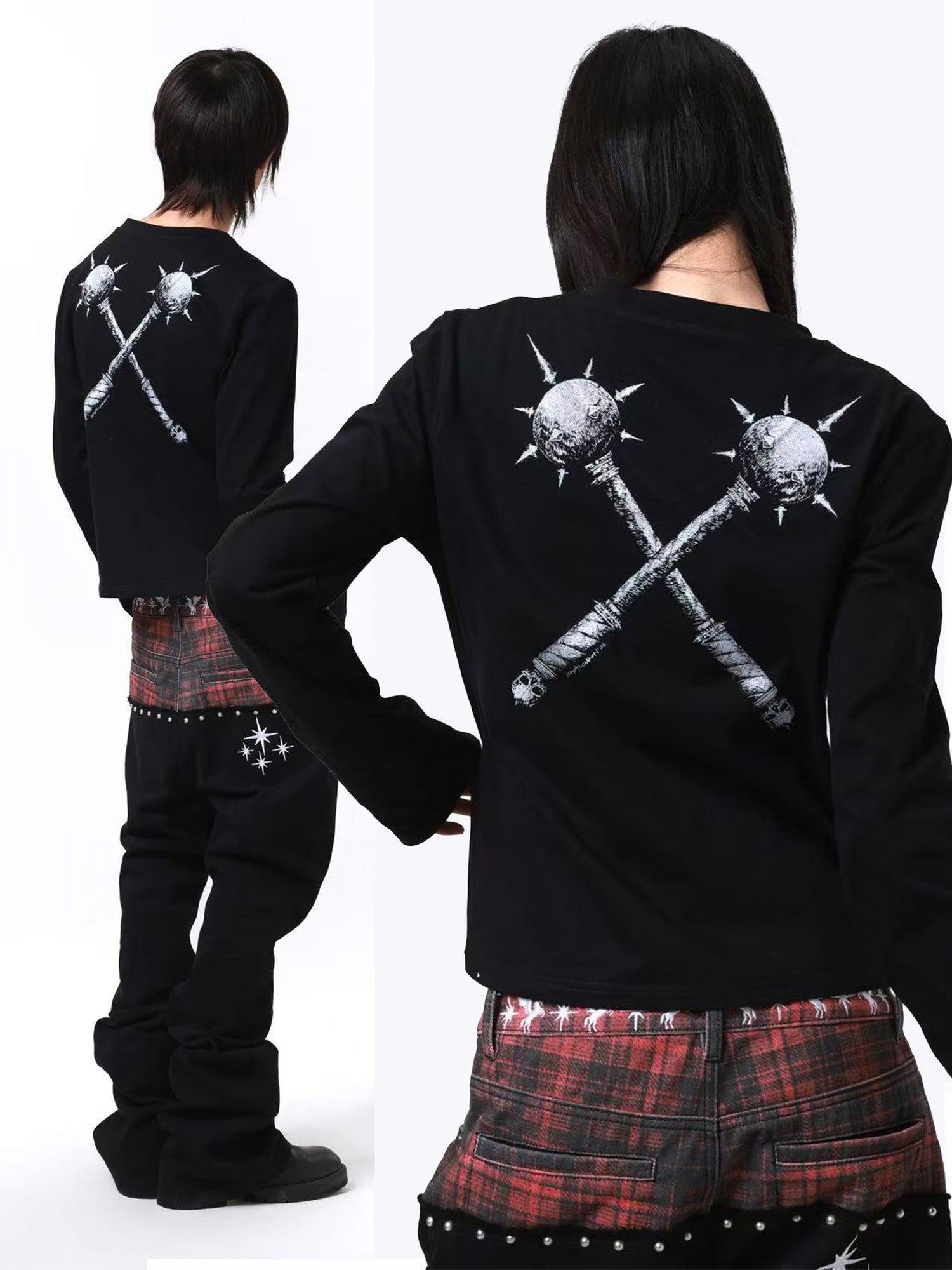 DETW onLine Dark V-neck Digital Print Creative Letter Women&