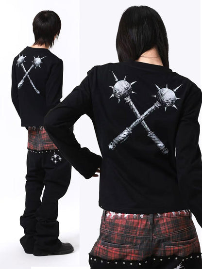 DETW onLine Dark V-neck Digital Print Creative Letter Women&