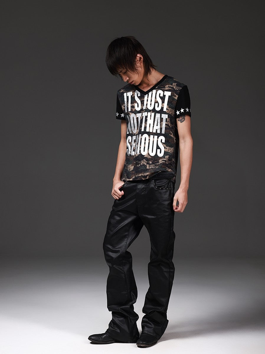 DETW onLine Distressed Camo Applique Foil Print Women&