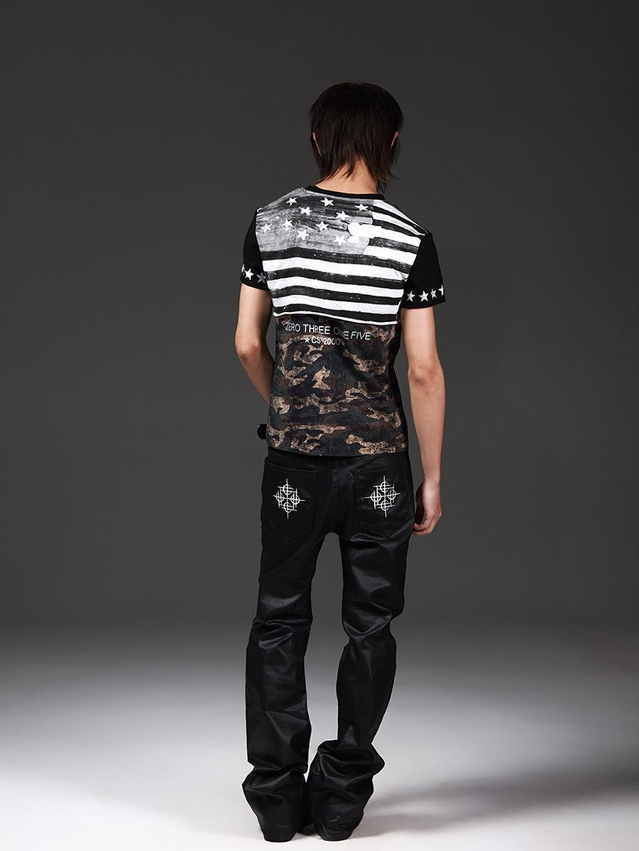 DETW onLine Distressed Camo Applique Foil Print Women&