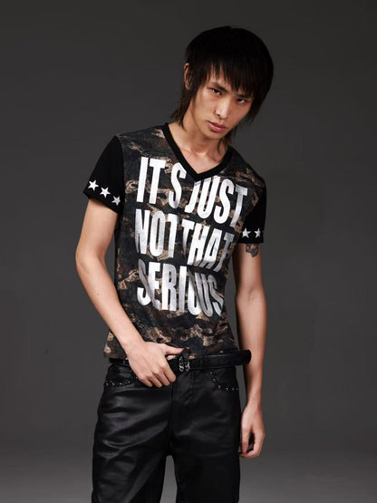 DETW onLine Distressed Camo Applique Foil Print Women&