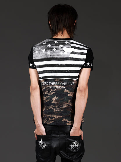 DETW onLine Distressed Camo Applique Foil Print Women&