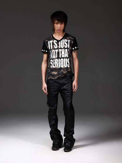 DETW onLine Distressed Camo Applique Foil Print Women&