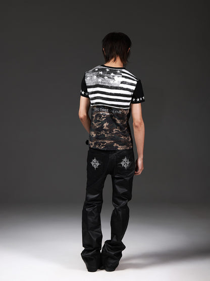 DETW onLine Distressed Camo Applique Foil Print Women&