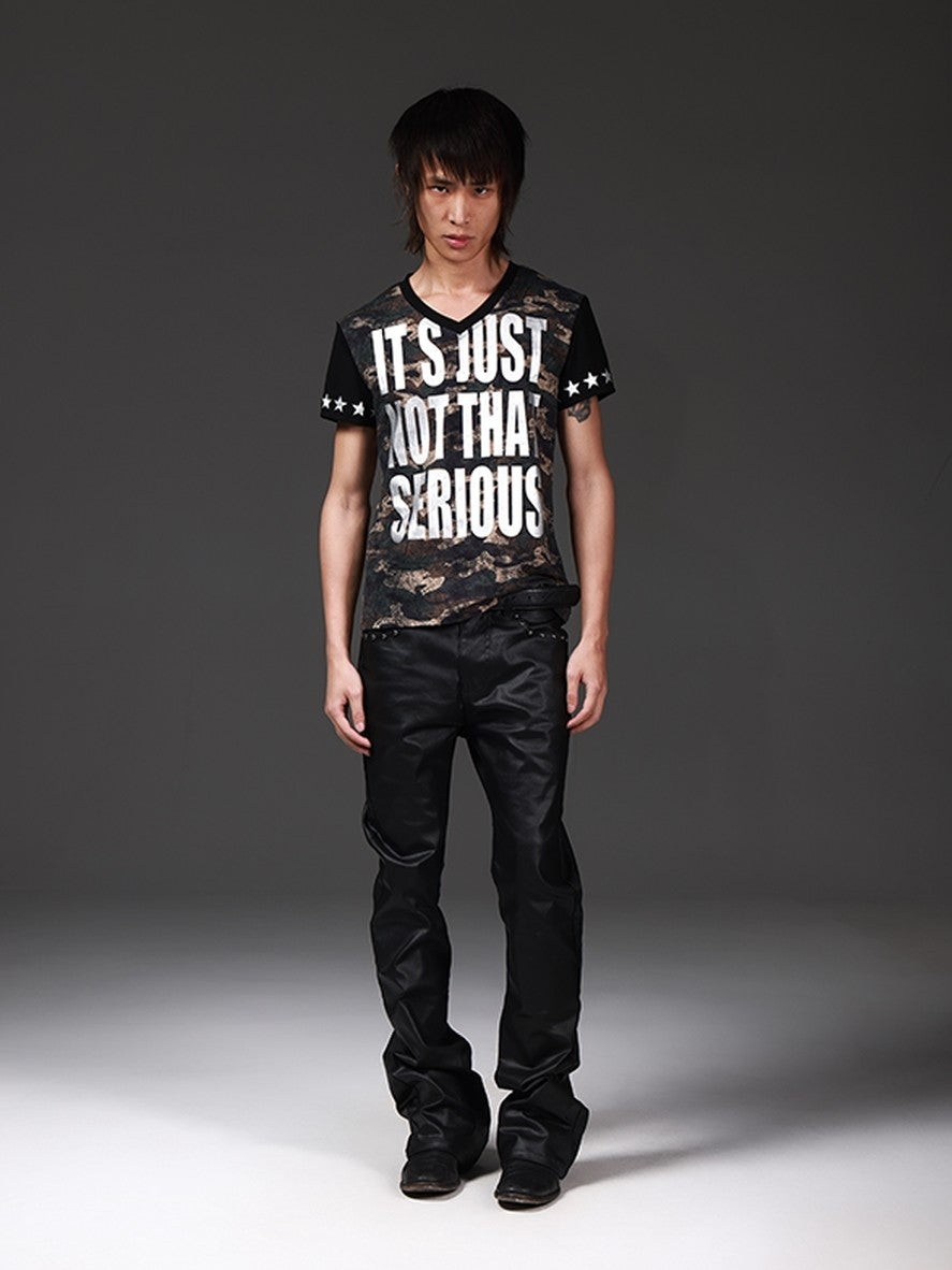 DETW onLine Distressed Camo Applique Foil Print Women&