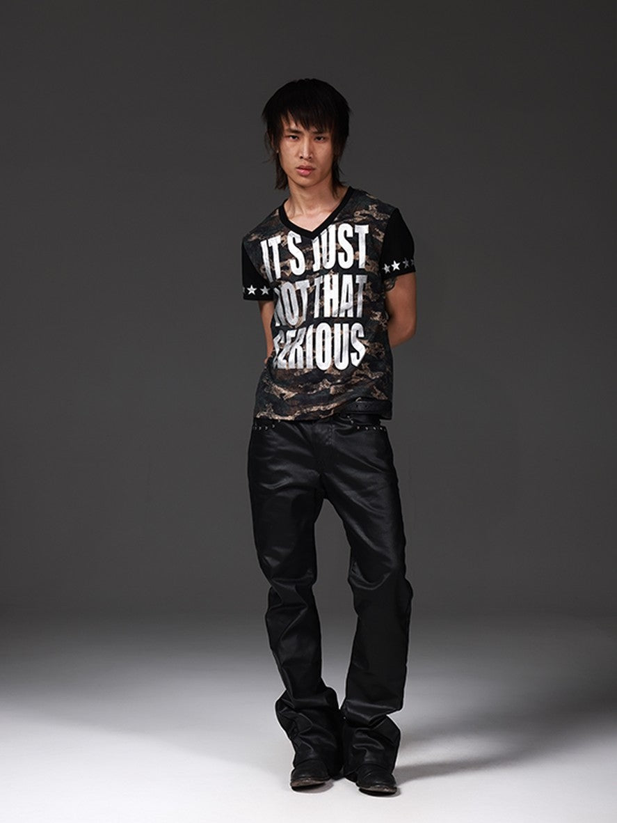 DETW onLine Distressed Camo Applique Foil Print Women&