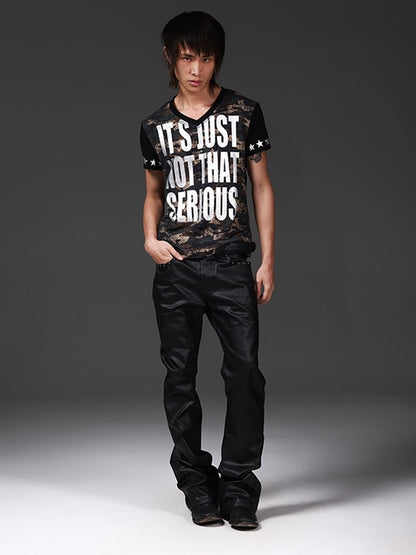 DETW onLine Distressed Camo Applique Foil Print Women&