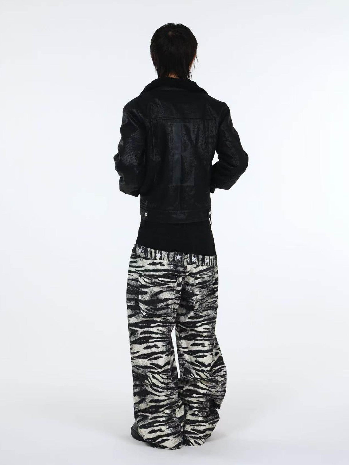 DETW onLine Distressed Zebra Patchwork Asymmetrical Waist Women&
