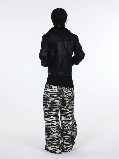 DETW onLine Distressed Zebra Patchwork Asymmetrical Waist Women&