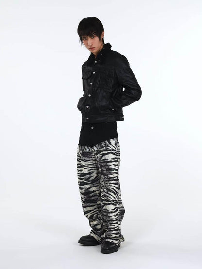 DETW onLine Distressed Zebra Patchwork Asymmetrical Waist Women&
