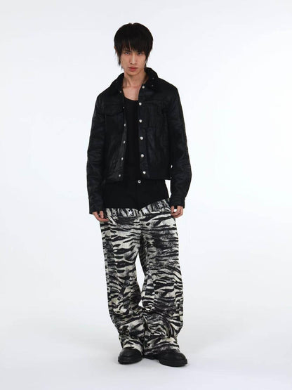 DETW onLine Distressed Zebra Patchwork Asymmetrical Waist Women&