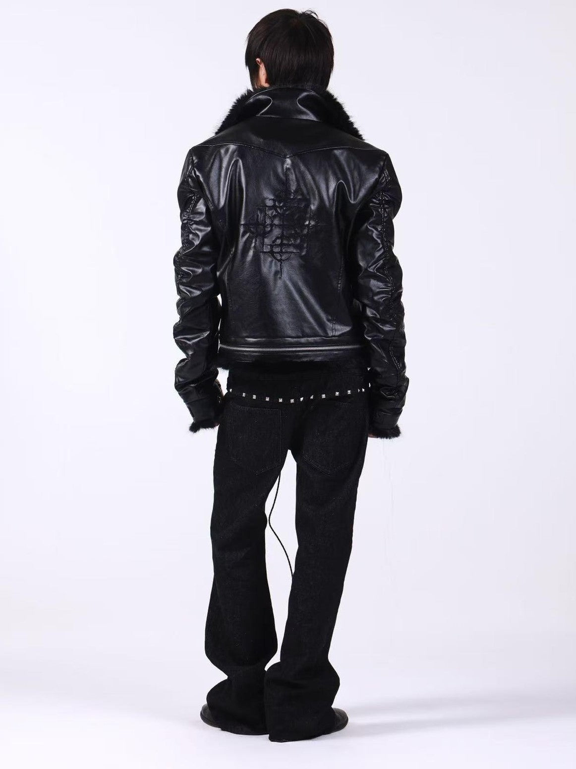 DETW onLine Embroidered Patchwork Fur Bomber Metal Hardware Women&