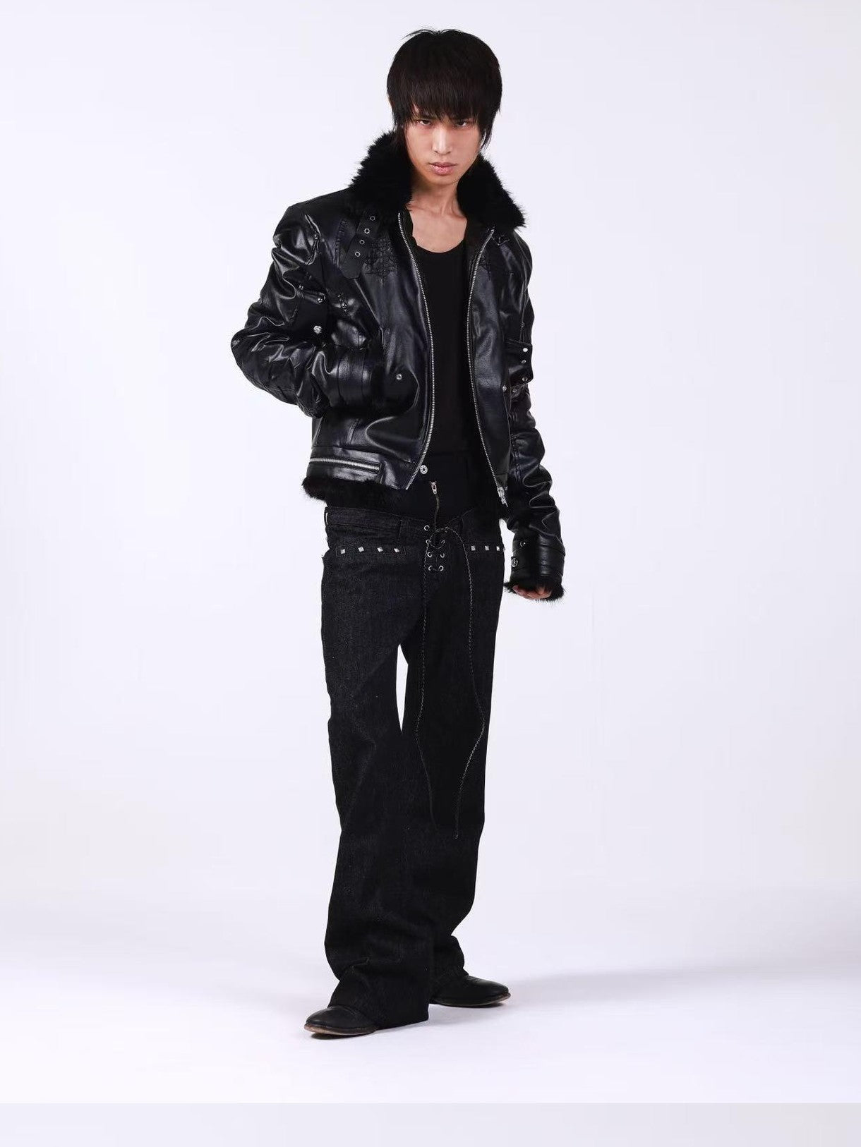 DETW onLine Embroidered Patchwork Fur Bomber Metal Hardware Women&