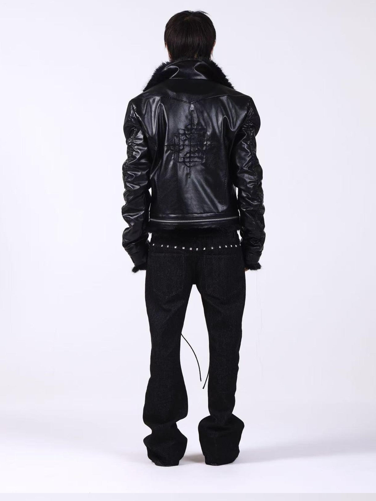 DETW onLine Embroidered Patchwork Fur Bomber Metal Hardware Women&