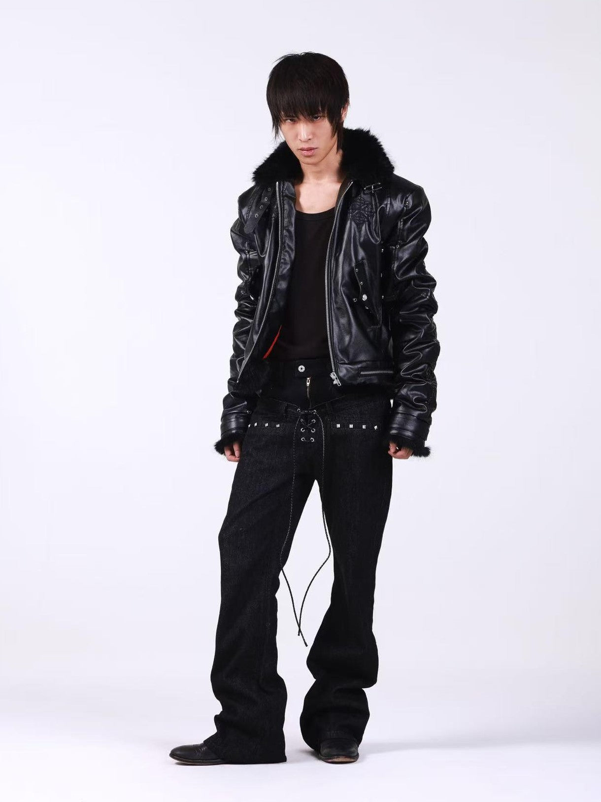 DETW onLine Embroidered Patchwork Fur Bomber Metal Hardware Women&