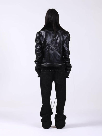 DETW onLine Embroidered Patchwork Fur Bomber Metal Hardware Women&