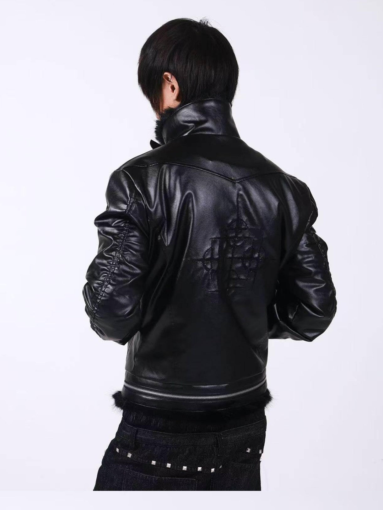 DETW onLine Embroidered Patchwork Fur Bomber Metal Hardware Women&