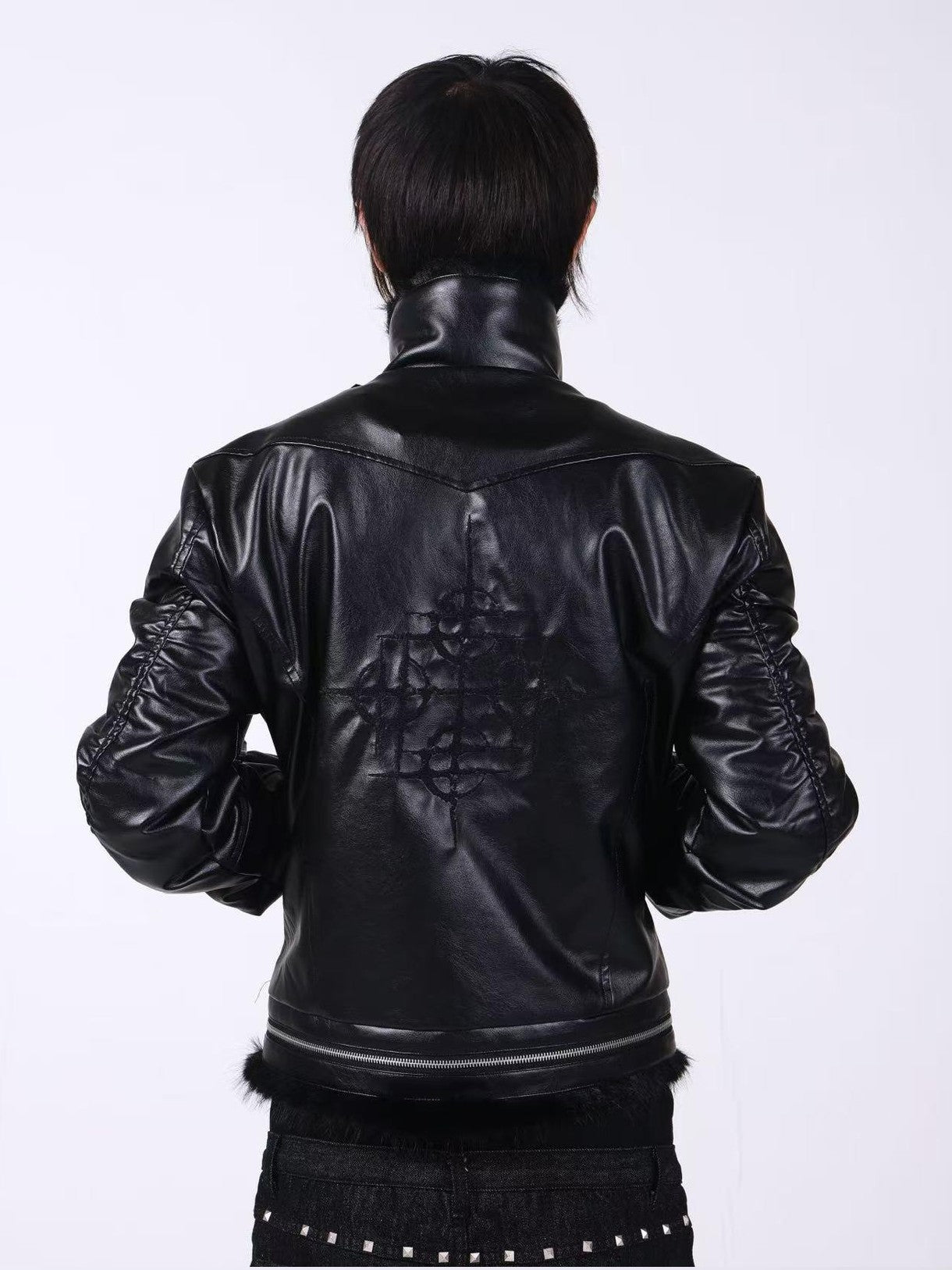 DETW onLine Embroidered Patchwork Fur Bomber Metal Hardware Women&