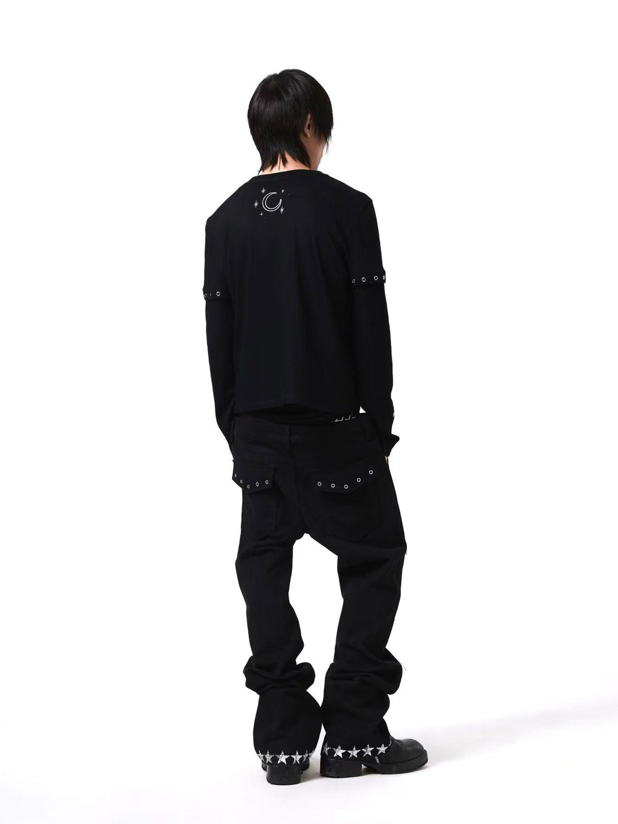 DETW onLine Gemini Cat Print Metal Stud Fake Layer Women&