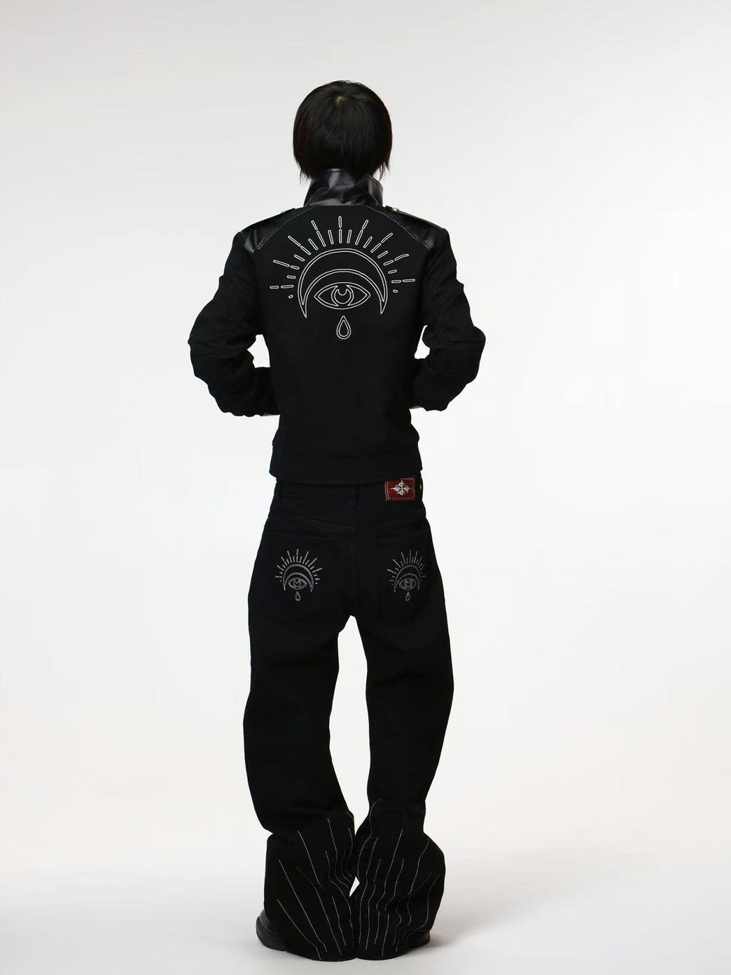 DETW onLine Gods Eye Washed Black 3d Machine Embroidery Women&