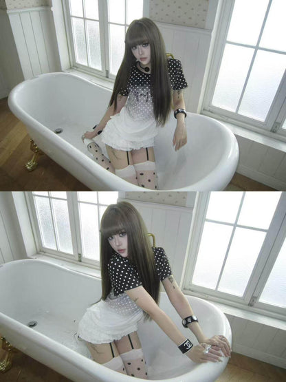DETW onLine Gradient Polka Dot Slogan Print Slim Fit Women&