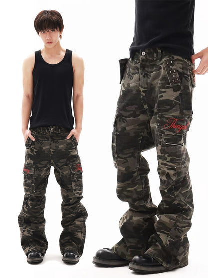 DETW onLine Green Camo Rivet Embroidered Cargo Women&