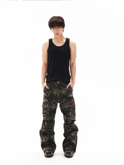 DETW onLine Green Camo Rivet Embroidered Cargo Women&