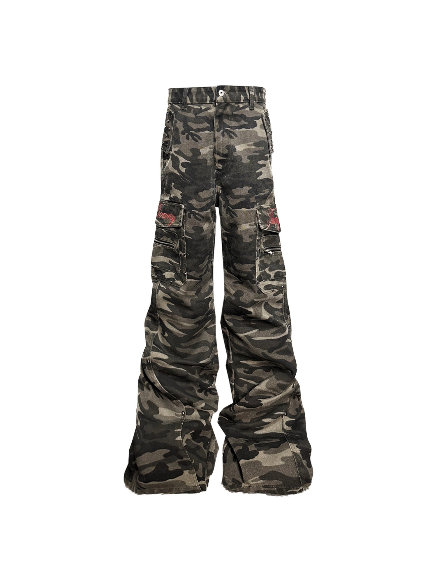 DETW onLine Green Camo Rivet Embroidered Cargo Women&
