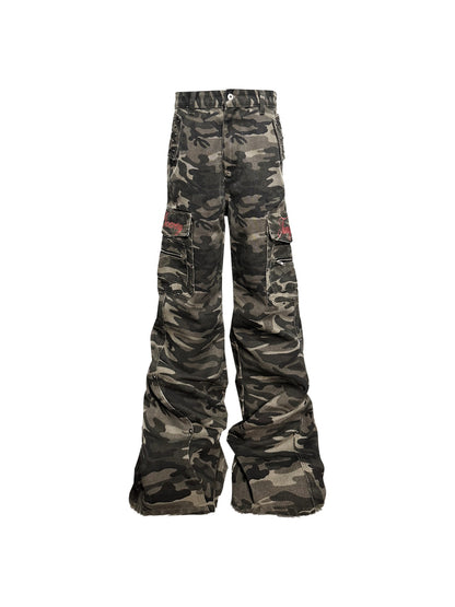 DETW onLine Green Camo Rivet Embroidered Cargo Women&