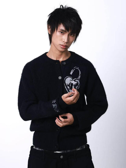 DETW onLine Heart Lock Cartoon Print Chunky Knit Women&