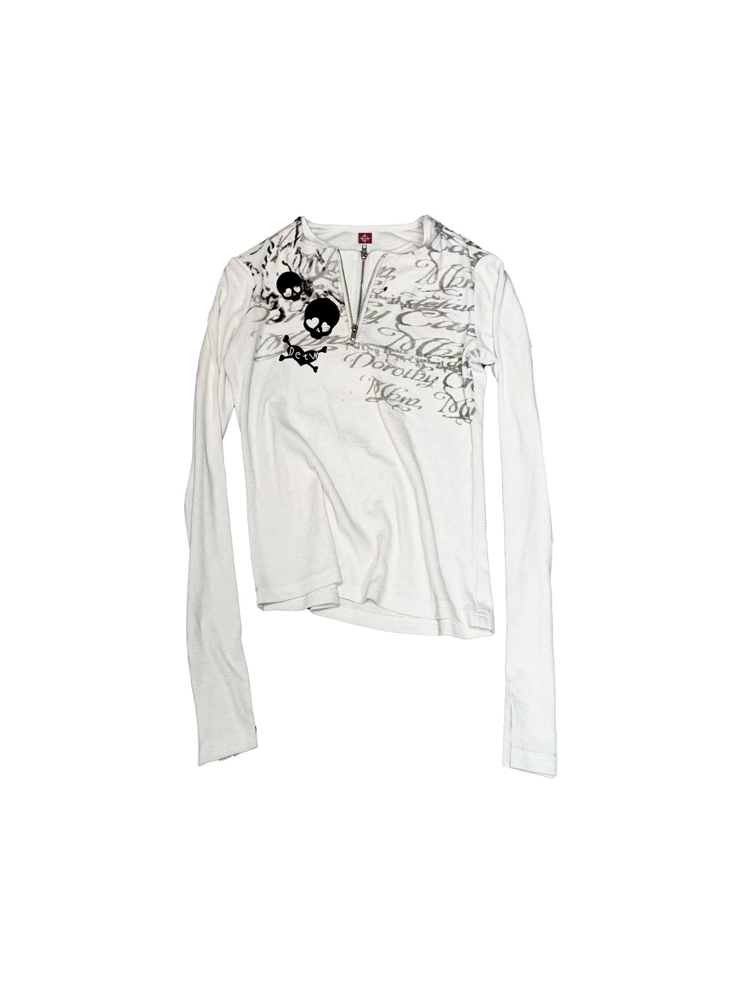 DETW onLine Heart Skull Print Metal Zip Collar Women&