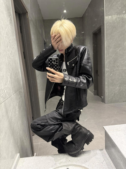 DETW onLine Knight Armor Stand Collar Asymmetrical Hem Zip Women&