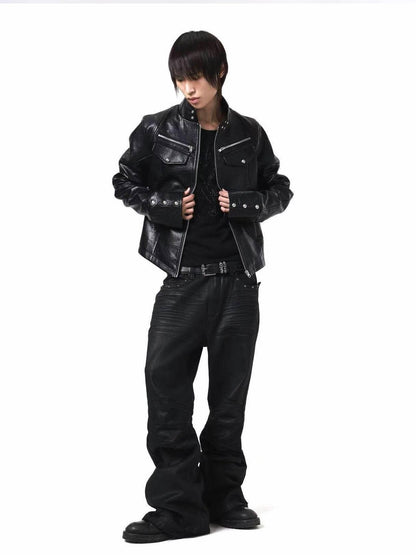 DETW onLine Knight Armor Stand Collar Asymmetrical Hem Zip Women&
