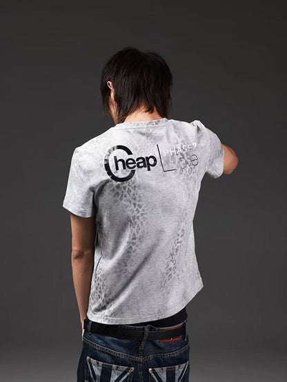 DETW onLine Leopard Print Silver Foil Slogan Women&