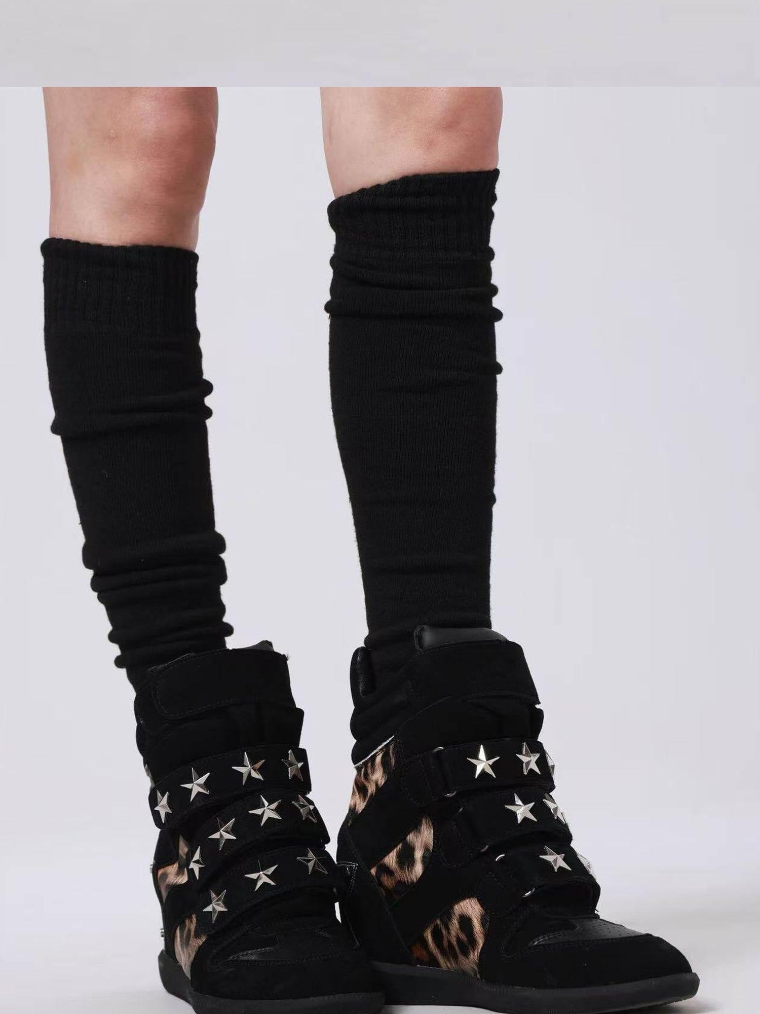 DETW onLine Leopard Print Studded Platform Wedge Women&