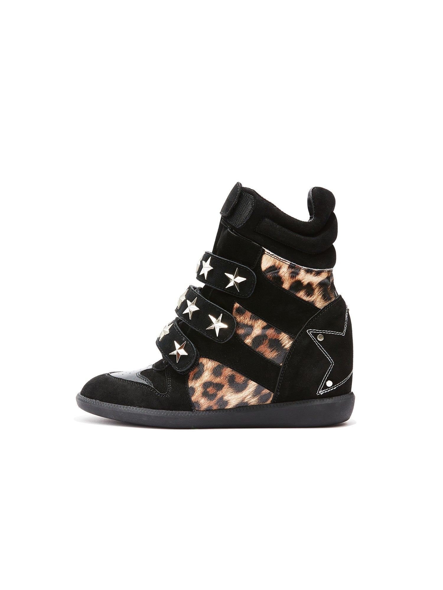 DETW onLine Leopard Print Studded Platform Wedge Women&