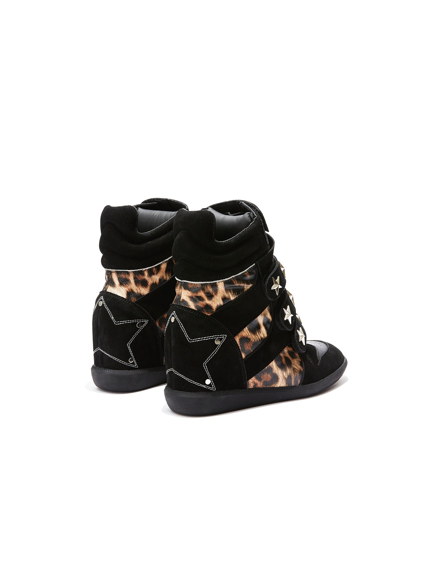 DETW onLine Leopard Print Studded Platform Wedge Women&